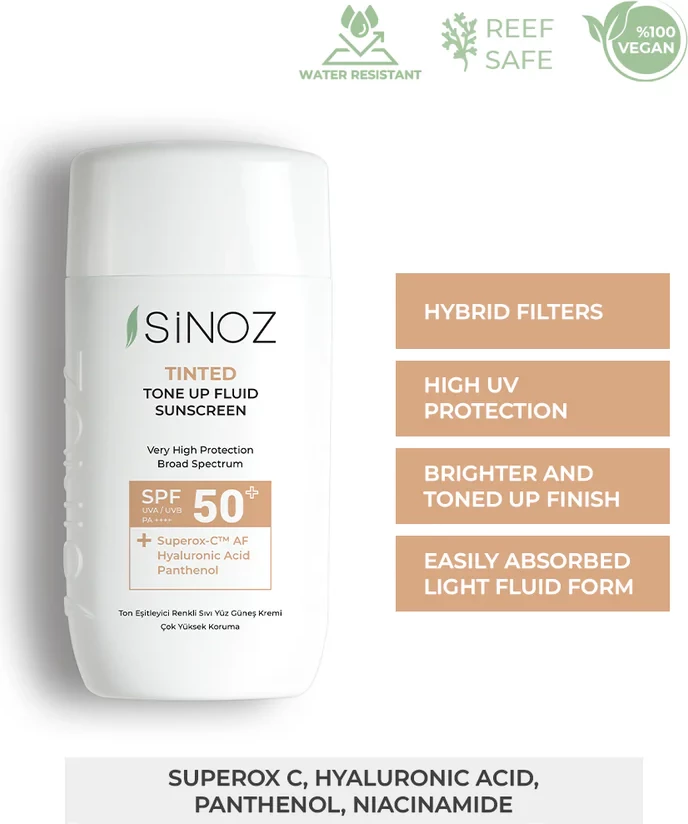 Krem kundër diellit Sinoz Tinted Tone Up Fluid SPF 50+