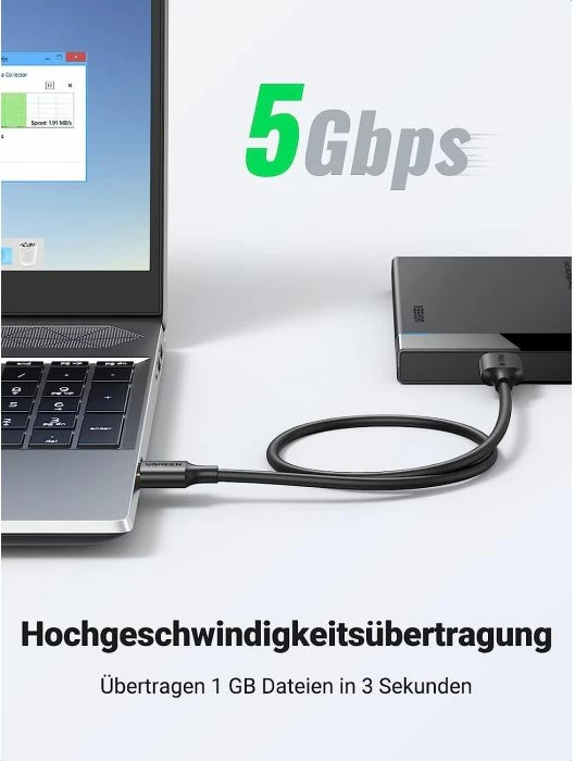 Kabllo USB 3.0 UGREEN 10841 USB-A në Micro-B 1m, 5Gbps, e zezë