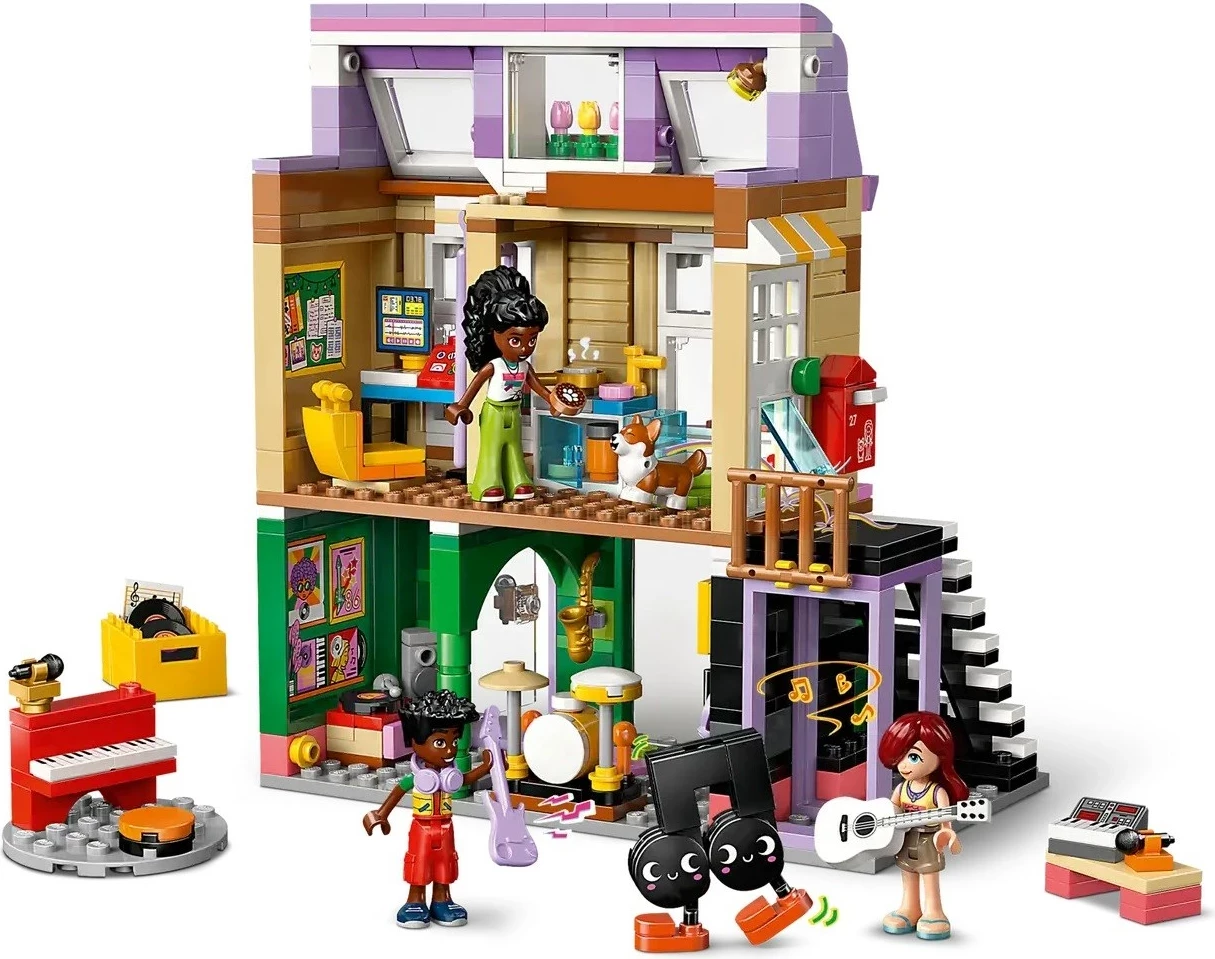 Set LEGO Friends Music Store & Apartment 42653, 3 minifigura, për fëmijë 7+