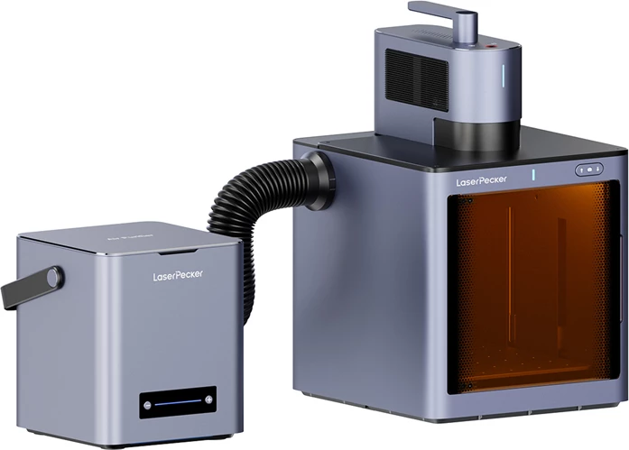 Gravurues lazer LaserPecker LP5-SV, dual lazer 20W fiber + 20W diode, version mbrojtëse (Protective), set, gri