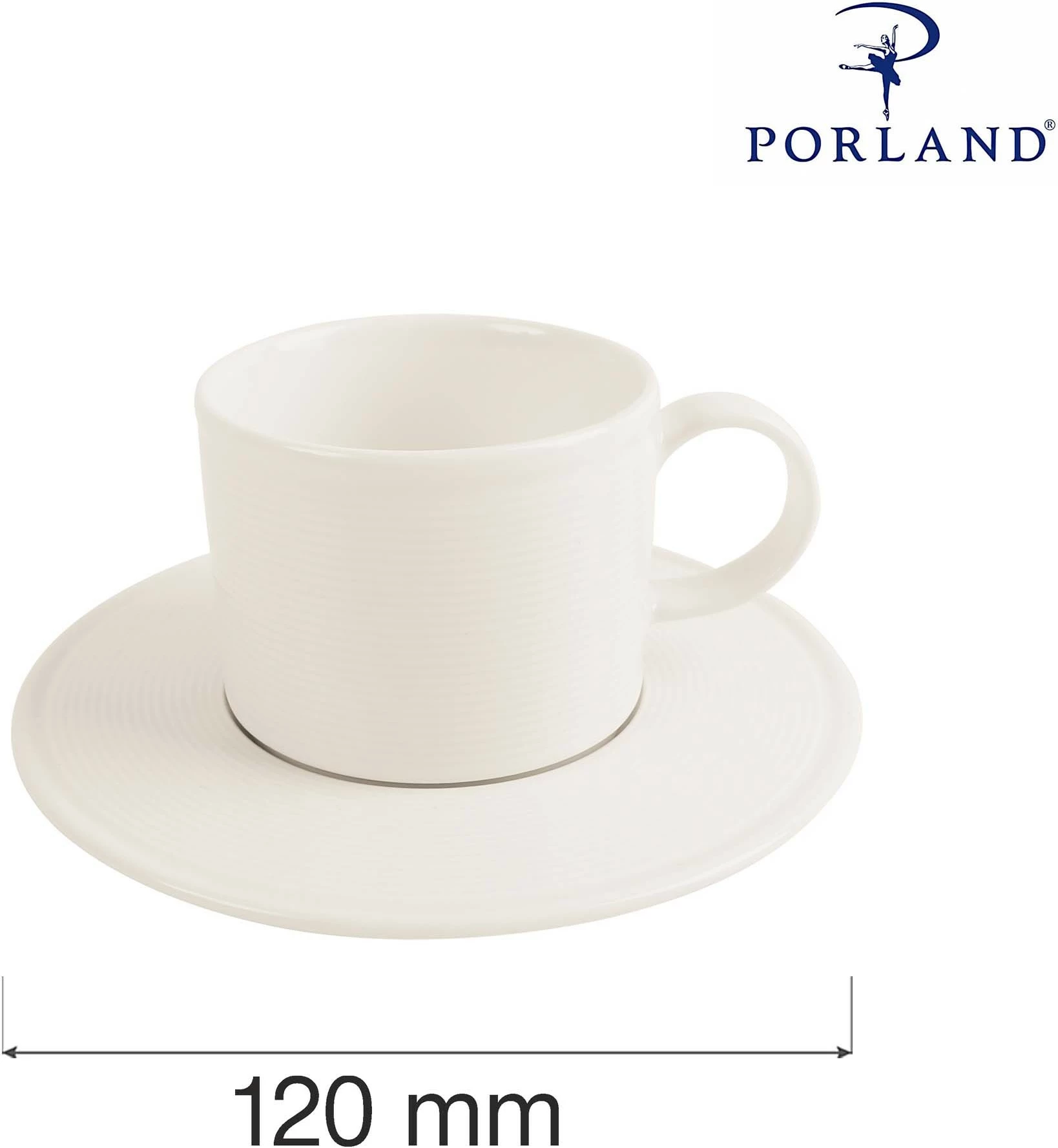 Pjatë nënfilxhani porcelani Porland Line 120 mm, krem, set 6 copë