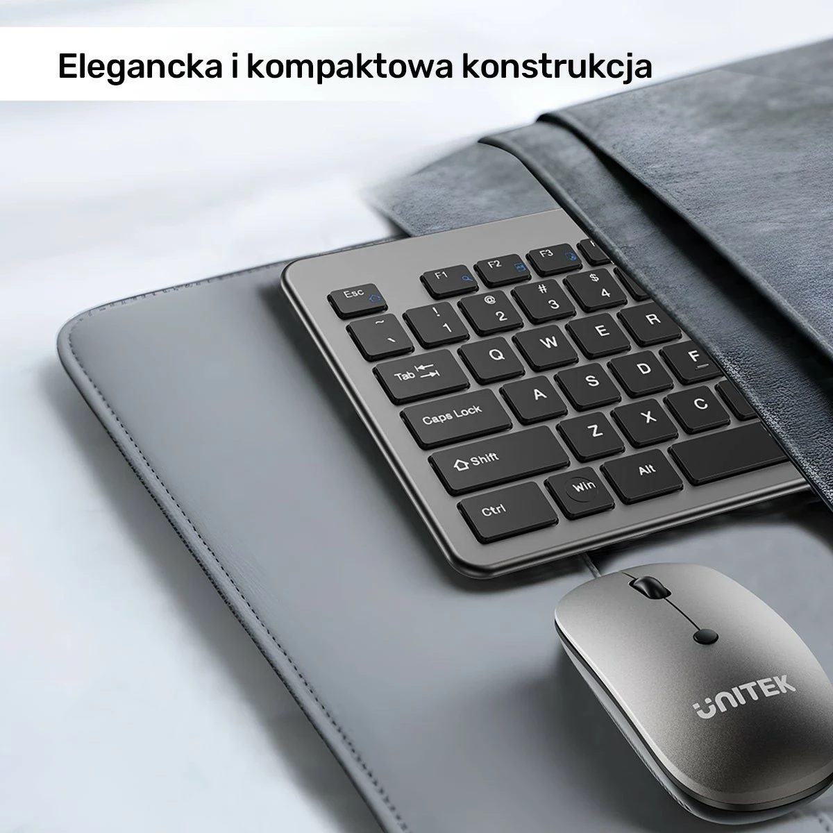 Set tastierë + maus Unitek SlimDuo, wireless 2.4GHz, USB receiver, 1600 DPI, zi-gri