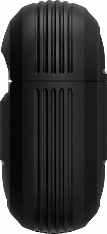 Mbështjellës mbrojtës Spigen Rugged Armor për AirPods Pro, TPU, dizajn karbon, me karabinë, i zi, me film mbrojtës