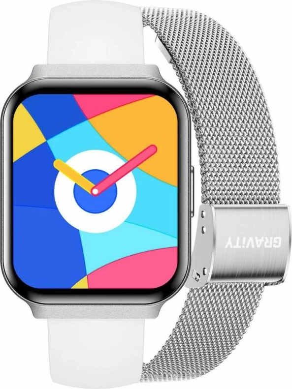 Smartwatch për femra Gravity GT44-4, rrip i bardhë + byzylyk argjendi