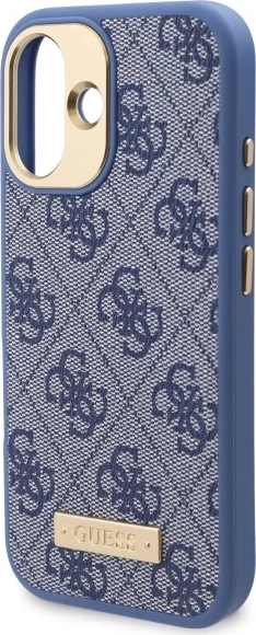 Mbështjellës Guess 4G Logo Plate MagSafe për iPhone 16 Plus, Blu