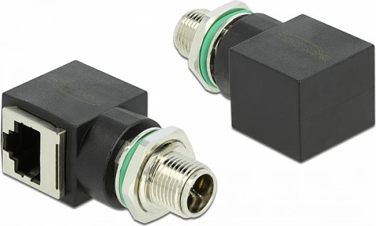 Adapter rrjeti DeLOCK M12 8-pin X-coded në RJ45, 10GbE, e zezë