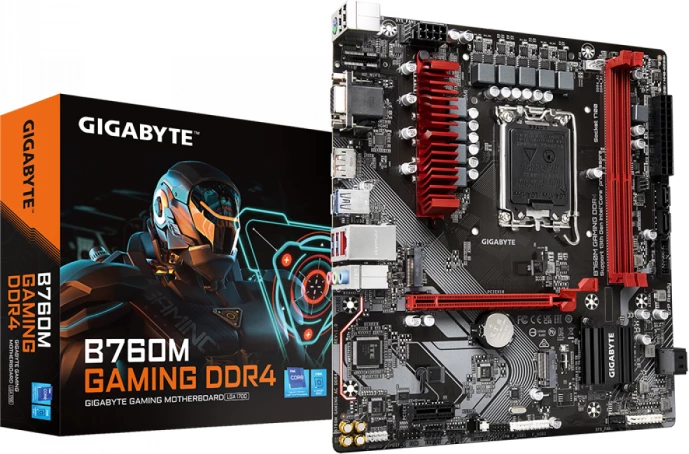 Pllakë amë GIGABYTE B760M GAMING DDR4, mATX, LGA1700, DDR4, 2x M.2, 2.5GbE LAN, e zezë/kuqe