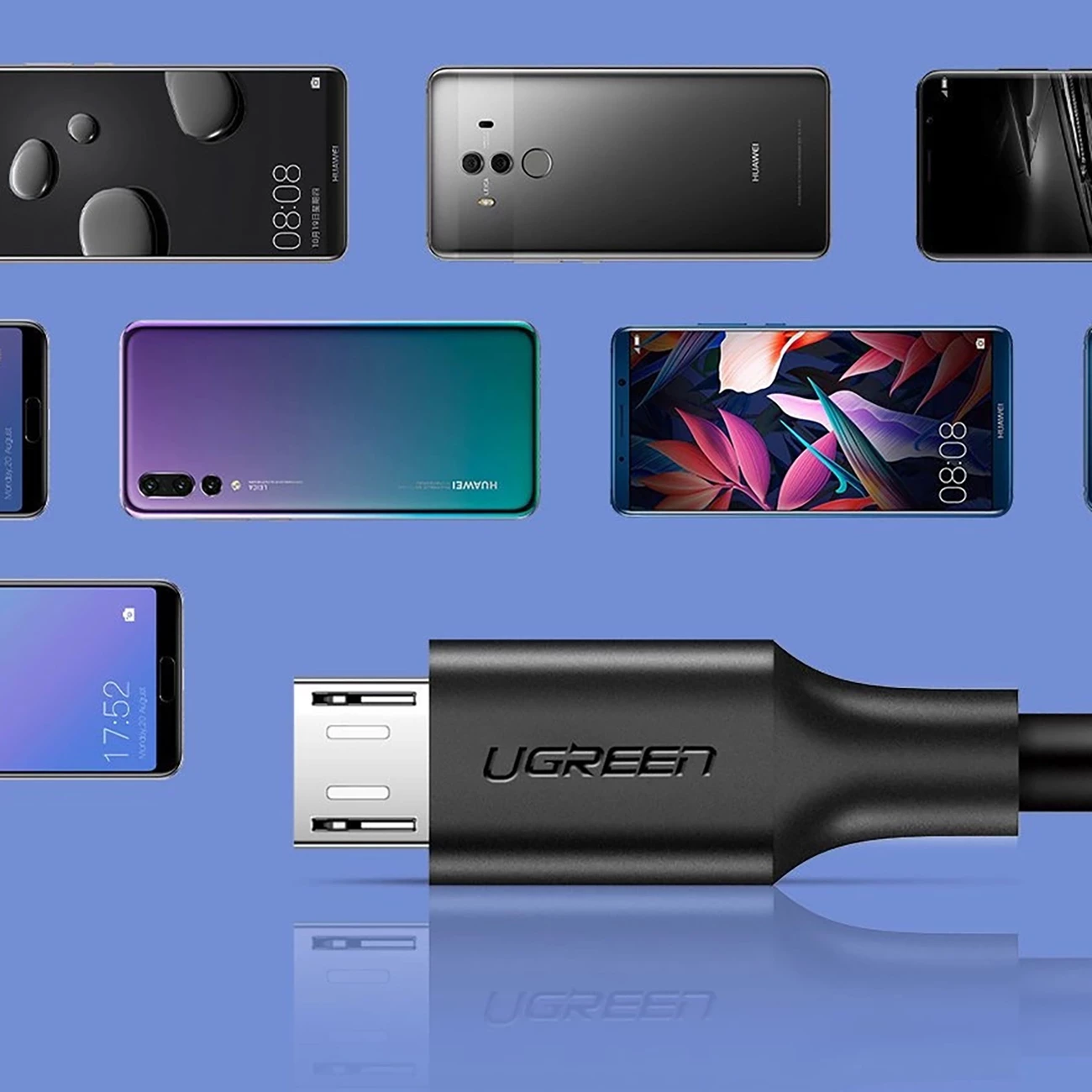 Kabllo Ugreen US289 60135, micro USB / USB-A, 0.5m, e zezë