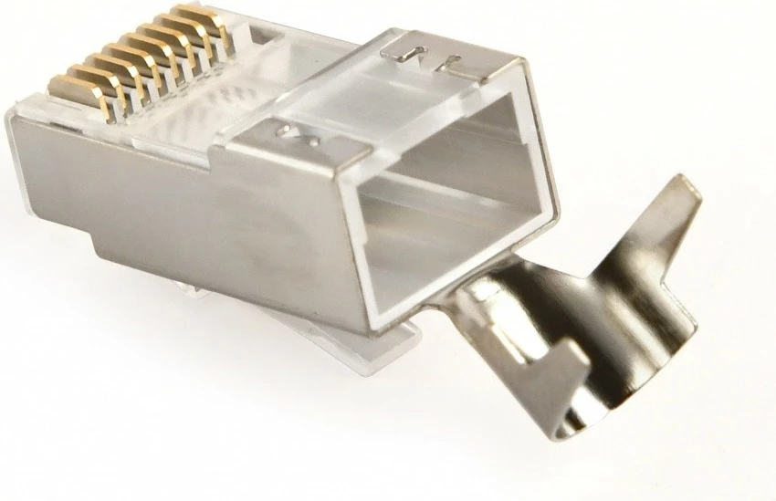 Konektor RJ-45 Gembird LC-PTF7-01/50 CAT7 i blinduar pass-through, 50 copë, i bardhë