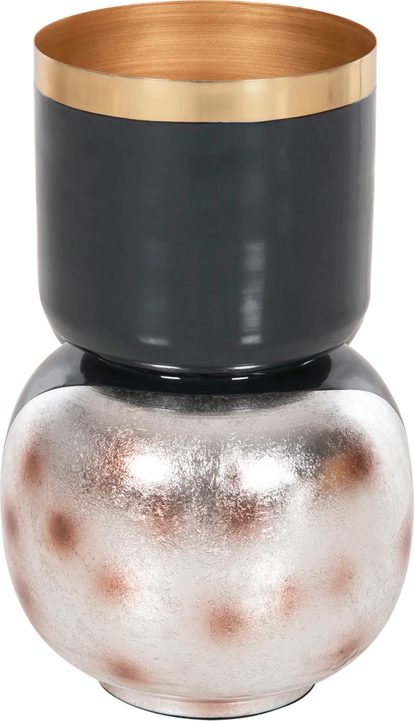 Vazo tavoline LINGON FH4233.05 metalike, ngjyrë blu antracit-argjend i furçuar, Φ21x37,5H cm