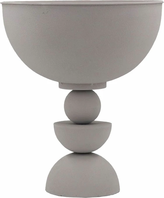 Enë dekorative në këmbë, metalike, e bardhë, 31x31x36cm