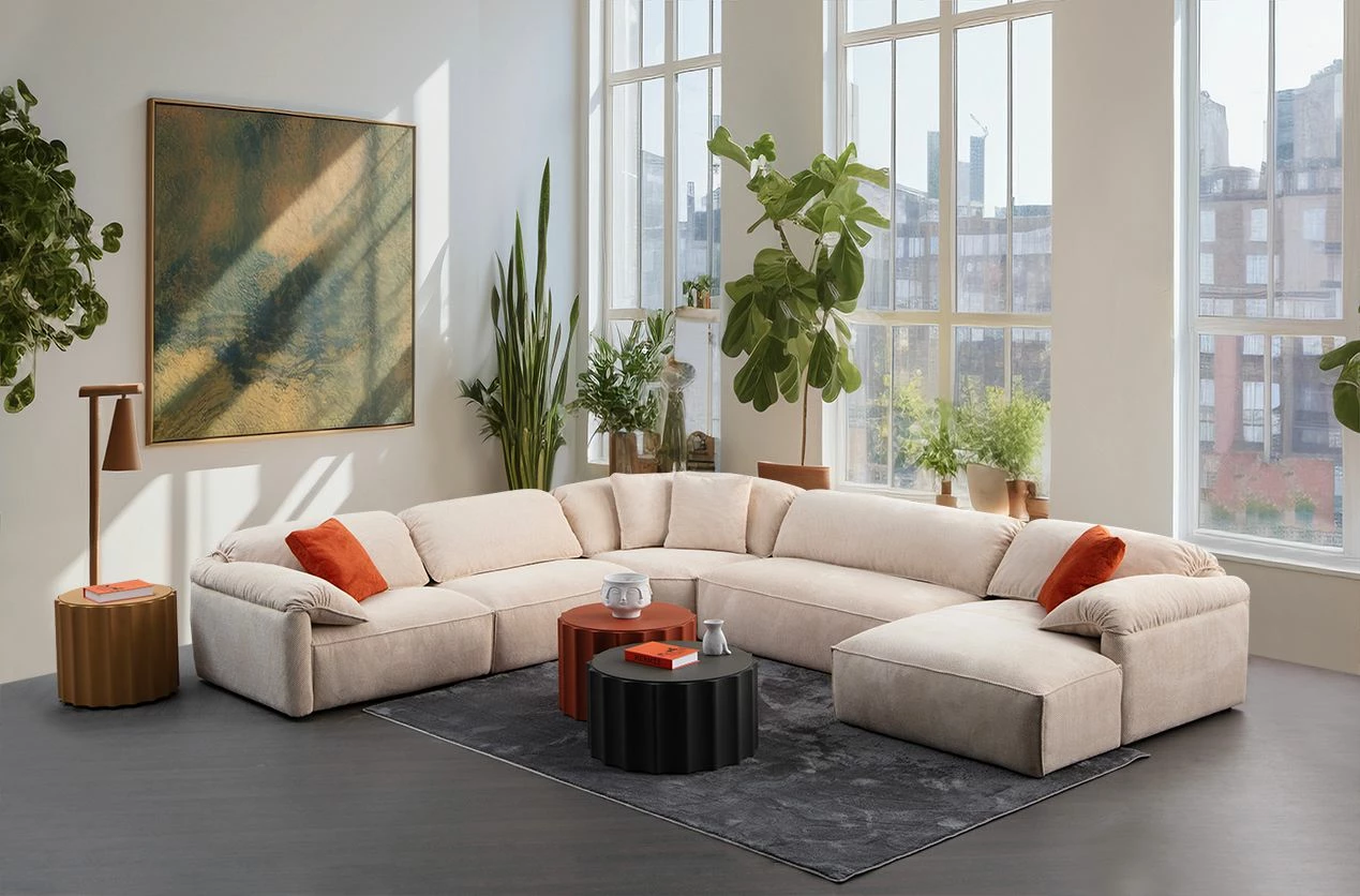 Këndare Flamingo, krem, Atelier del Sofa, set me 5 pjesë
