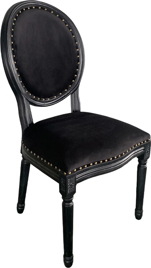 Karrige Louis, kadife e zezë, dru, 49x49x99 cm