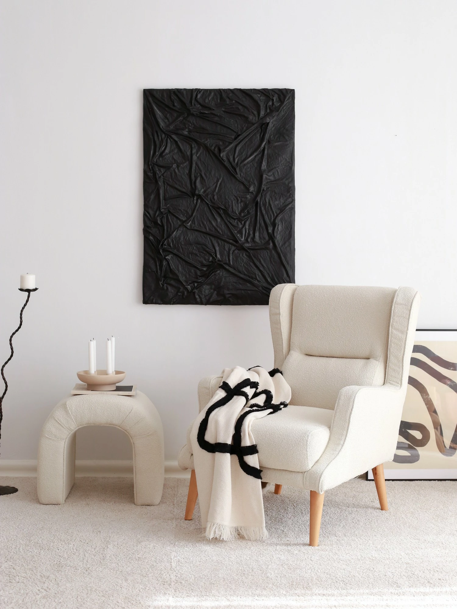 Karrige me krahë, Atelier del Sofa, ngjyrë krem, Klam