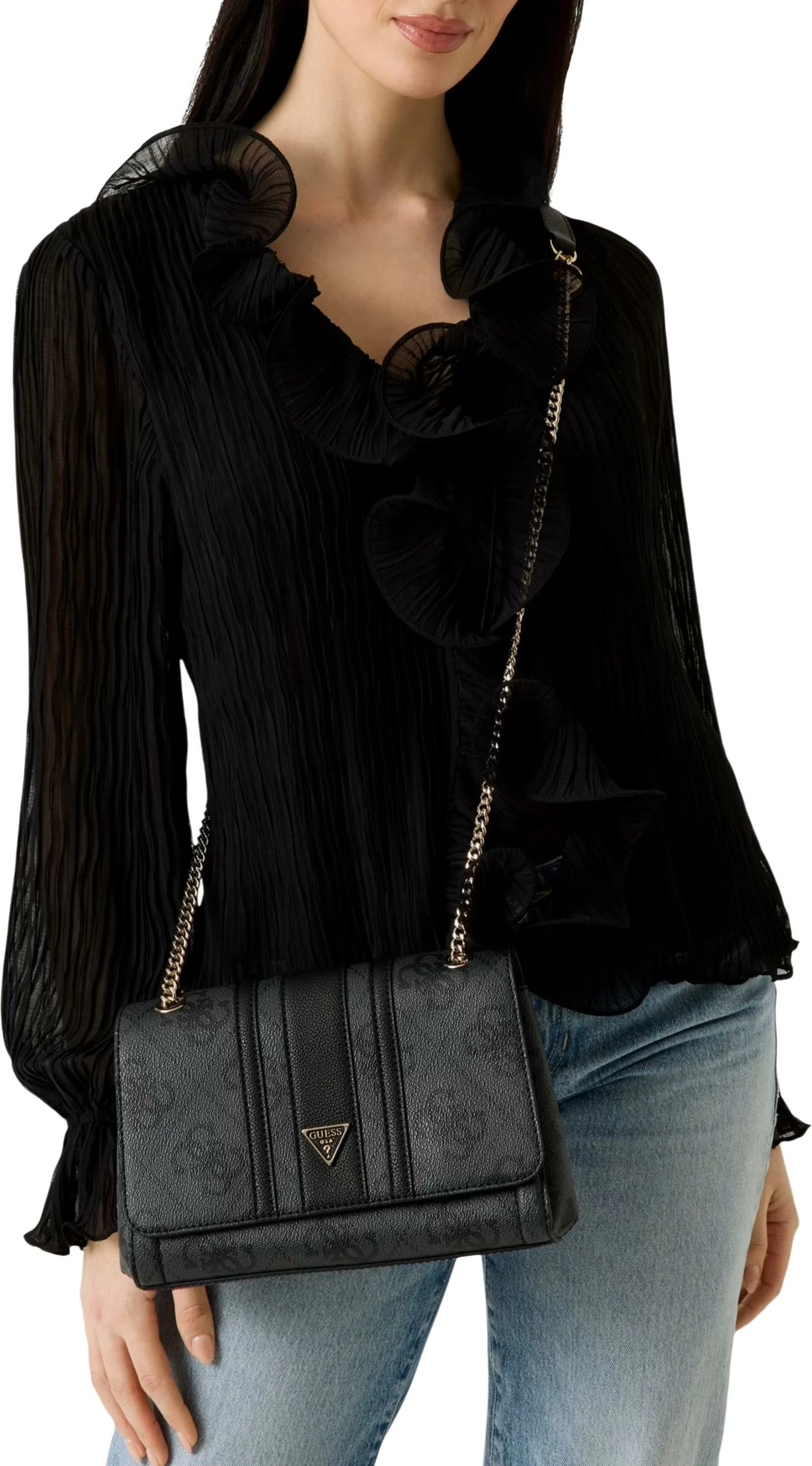 Çantë krahu Guess Elsie HWSS96 72210 për femra, antracite