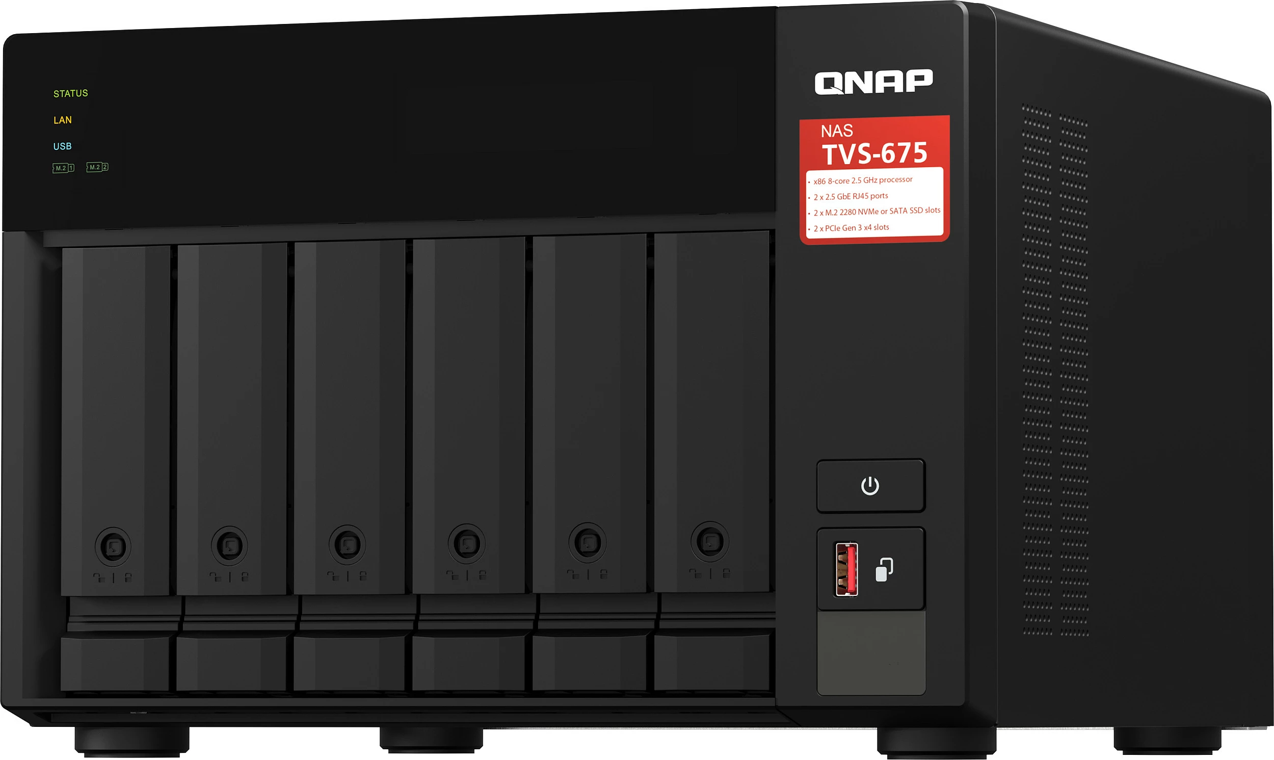NAS QNAP TVS-675, 8GB DDR4, 6-Bay Tower, 2x 2.5GbE, HDMI 4K, i zi
