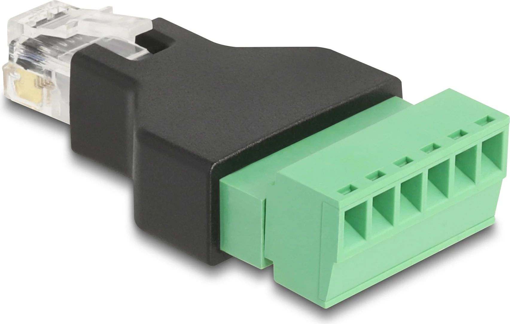 Adapter RJ12 në terminal bllok 6-pin DeLOCK, 2 pjesë, zi/jeshil