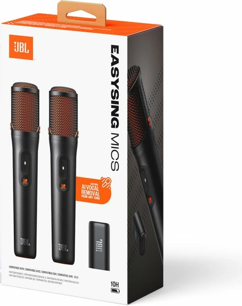 Set mikrofonash karaoke JBL EasySing JBLEASYSINGMICS, 2 copë, me dongle USB-C, i zi