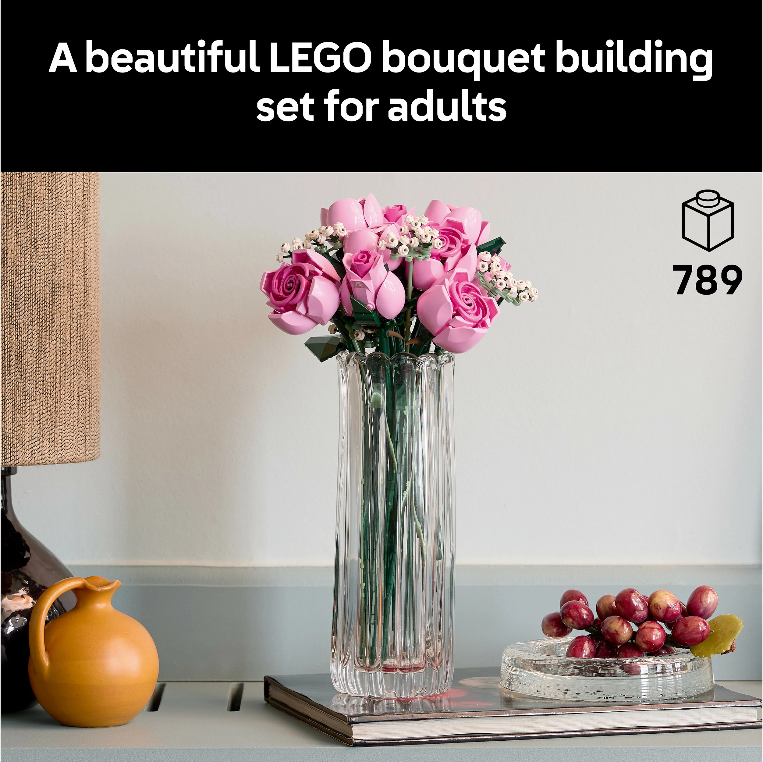 Set ndërtimi LEGO Botanicals 10374 Buqetë Trëndafilash Roze, 789 copë, 18+, multikolor
