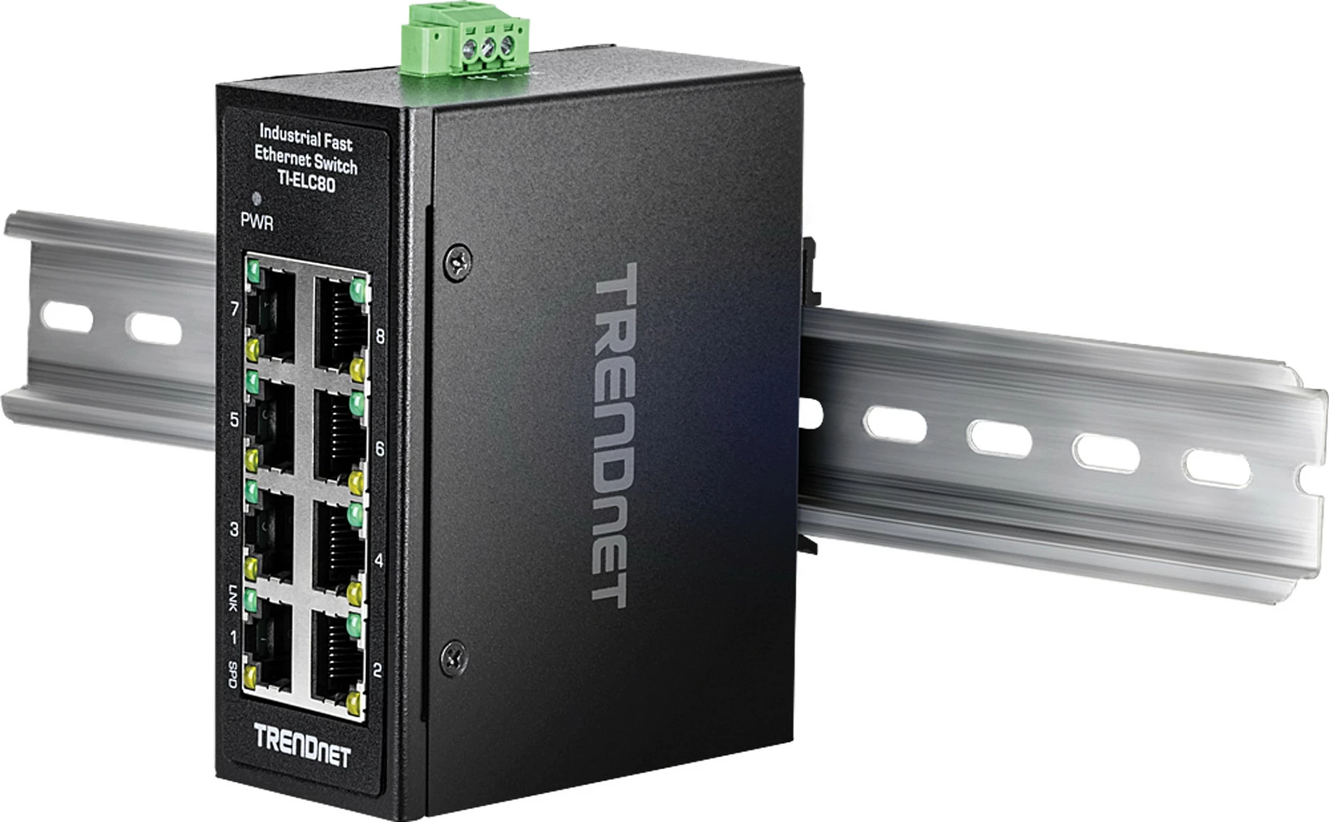 Switch industrial TRENDnet TI-ELC80, 8-Port Fast Ethernet 10/100, DIN-Rail, IP30, i zi