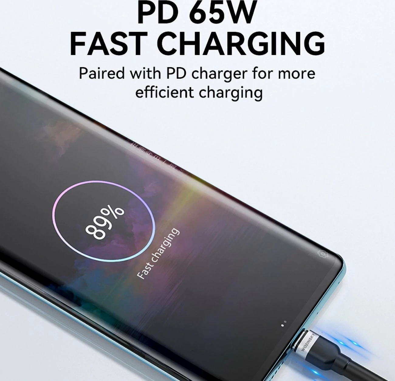 Kablë USB-C në USB-C Wozinsky WNBCC2 PD 65W 2 m, e zezë, 1 copë