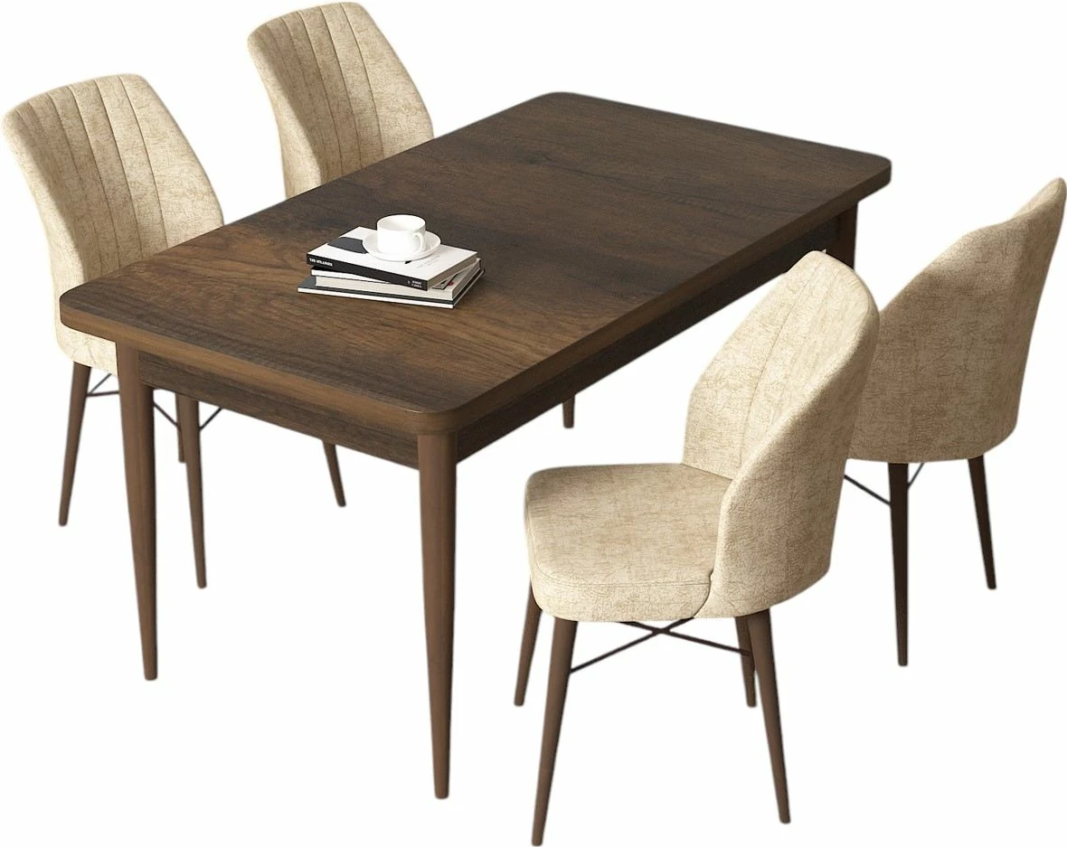 Tavolinë me karrige për ngrënie, 5 copë, Skye Decor, ngjyrë barok dhe krem