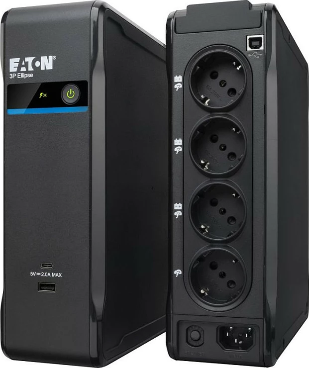 UPS Eaton 3P Ellipse, 0.9 kVA 540 W, 4 prizë, USB, i zi
