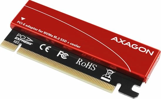 Adapter PCIe x16 në M.2 NVMe Axagon PCEM2-S, PCIe 3.0 x4, 2230-2280, ftohës pasiv, kuqe