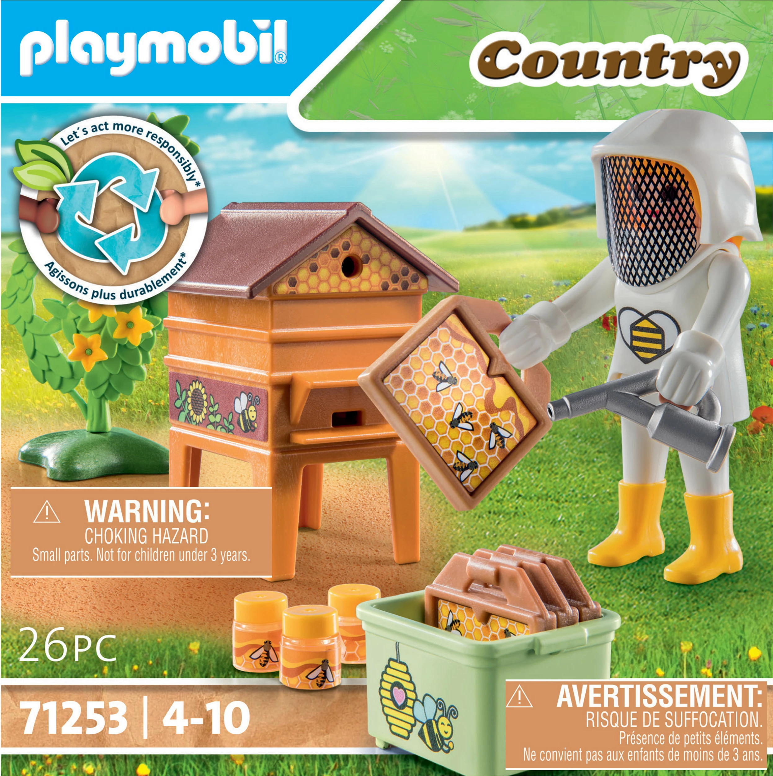 Set figure lodre Playmobil Country 71253, bletar me kosherë bletësh, 26 pjesë, shumëngjyrësh