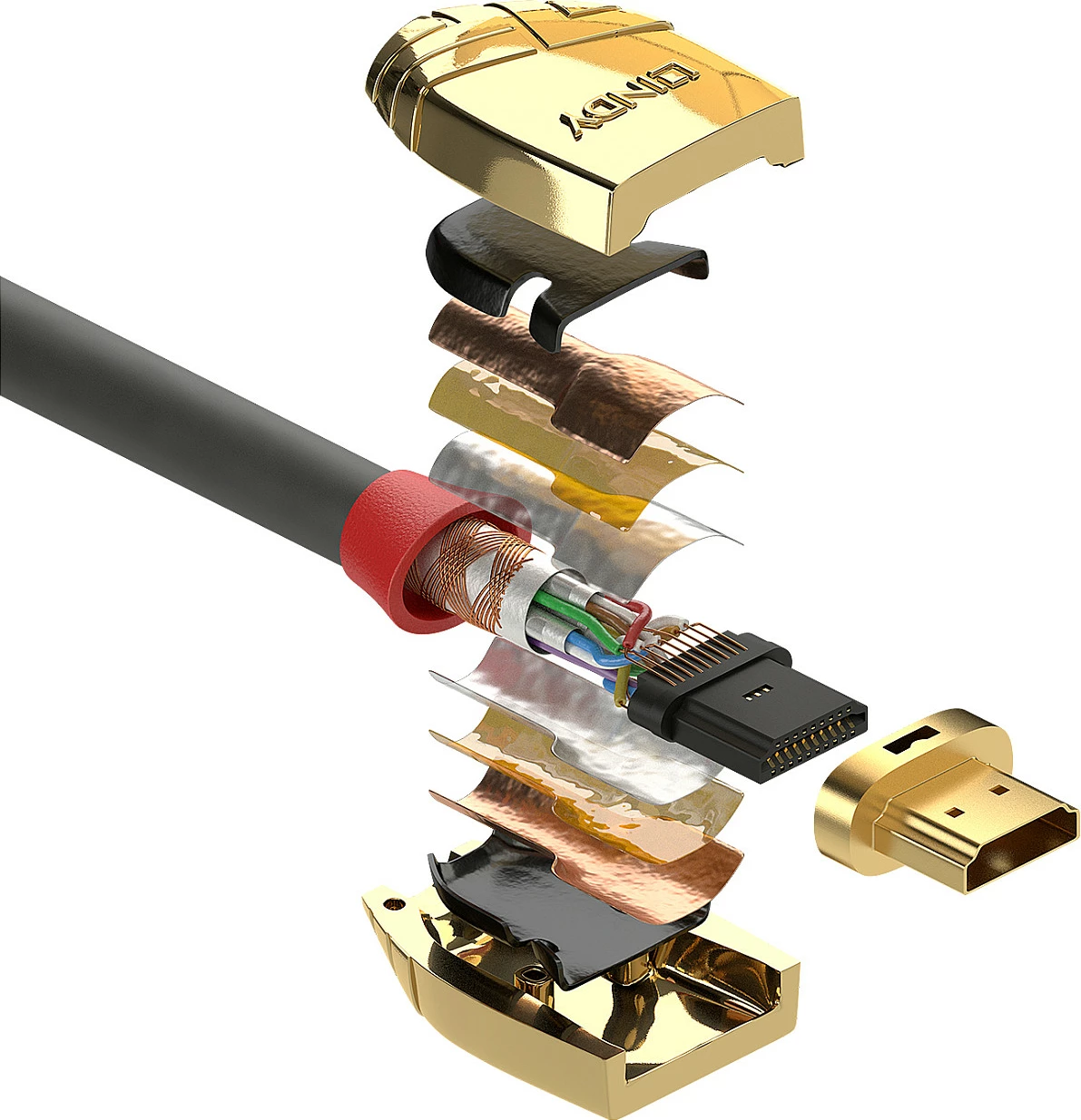 Kabllo HDMI LINDY Gold Line High Speed 5m, Gold