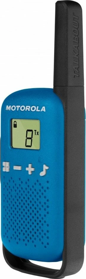 Walkie-talkie Motorola TLKR T42, 16 kanale, rreze deri 4 km, UHF 446 MHz, blu, set 2 copë