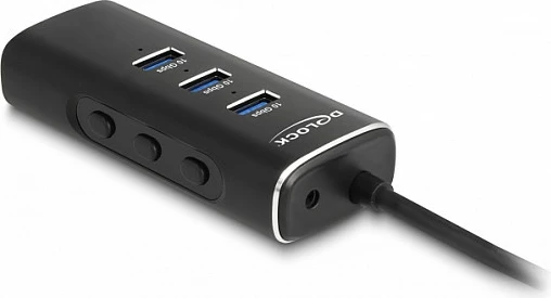 USB hub DeLOCK 3-port 10Gbps me lexues SD/MicroSD, USB-C, kabllo 60cm, i zi