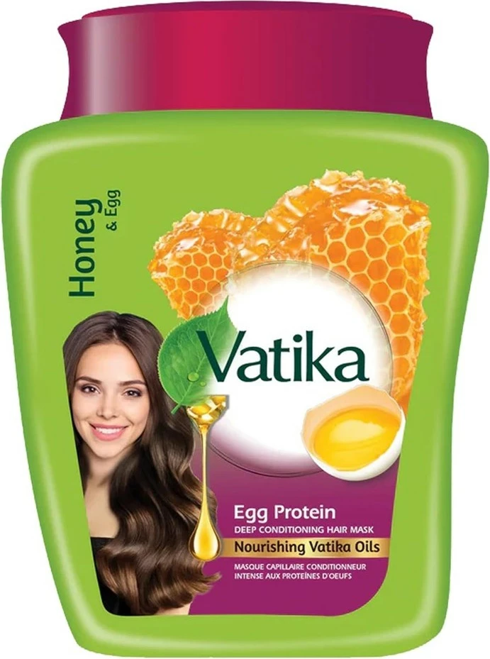 Maskë për flokë për femra Dabur Vatika Honey & Egg me proteina të vezës, 500g