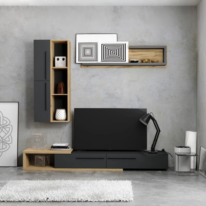 Set mobiljesh Calvados për dhomë dite, ngjyrë lis-antracit