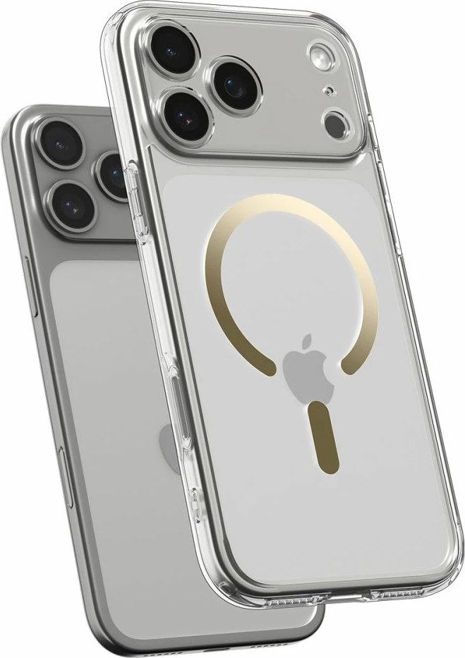 Mbështjellës Spigen Ultra Hybrid MagSafe për iPhone 17 Pro, TPU+PC, me unazë magnetike, Transparent Gold