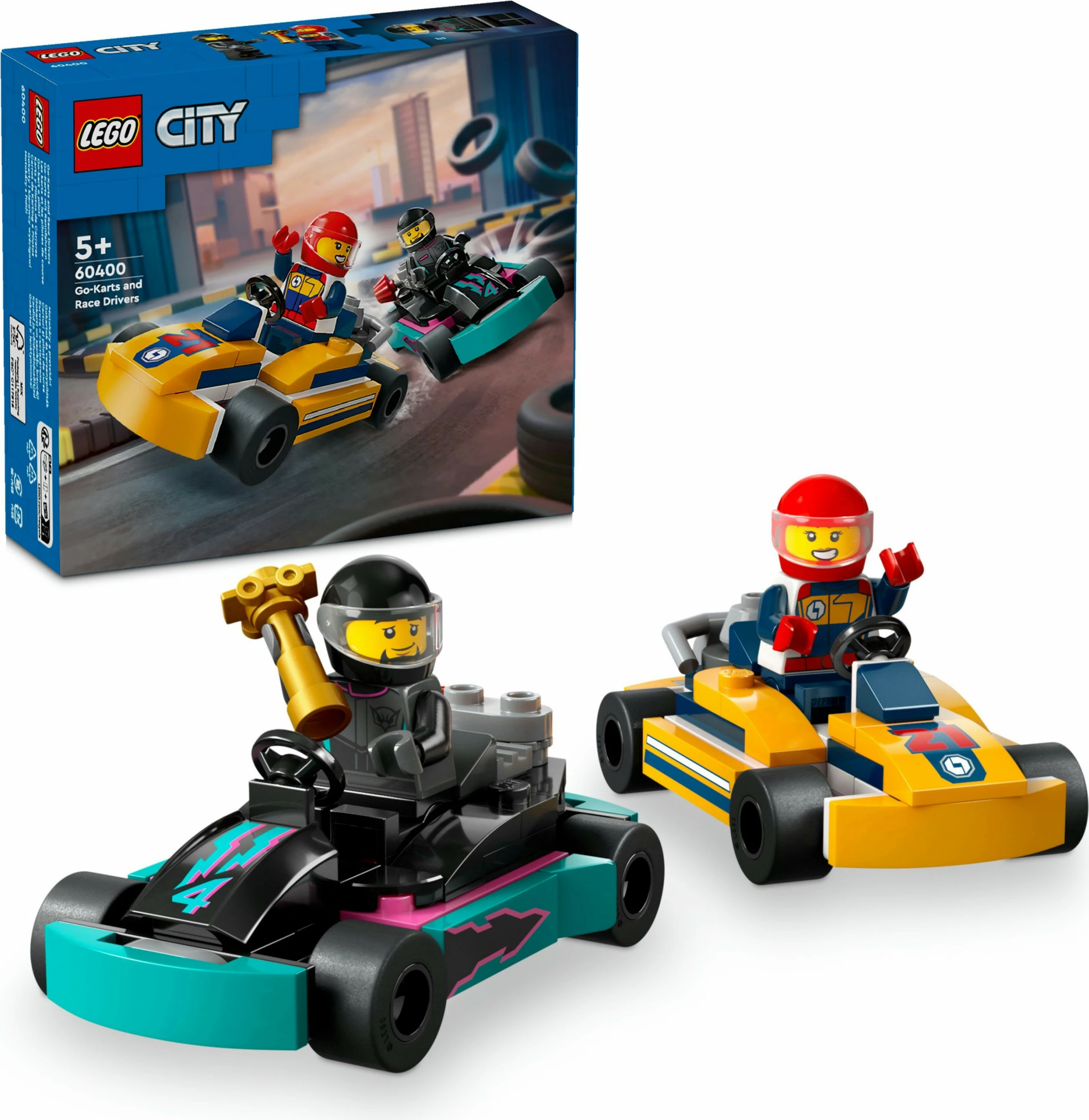Set ndërtimi LEGO City Go-Karts dhe Shoferët e Garave 60400, 99 pjesë, shumëngjyrësh
