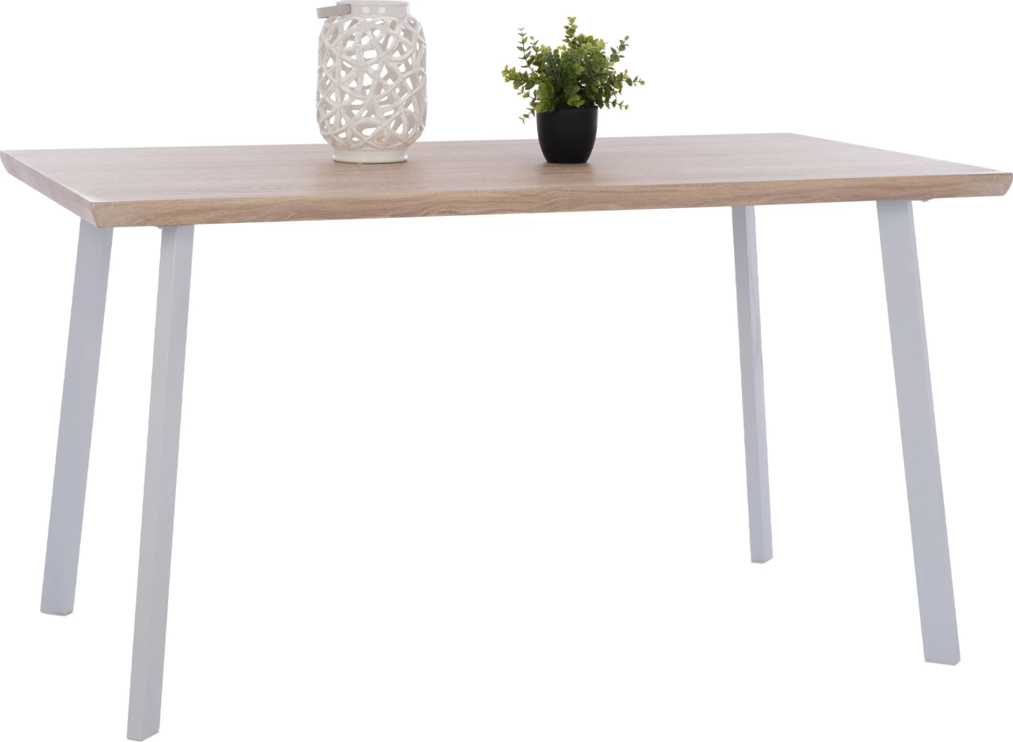 Tavolinë ngrënieje OFIRA, 140x80, ngjyrë sonama, këmbë të bardha, FH8374.02