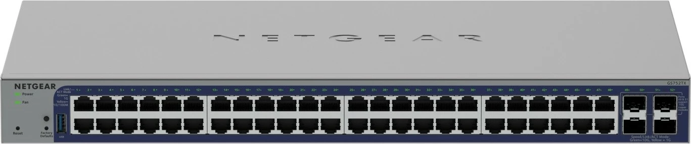 Switch NETGEAR GS752TX-300EUS i menaxhuar, 48 porta Gigabit, 4x 10G SFP+, menaxhim Insight Cloud, rack