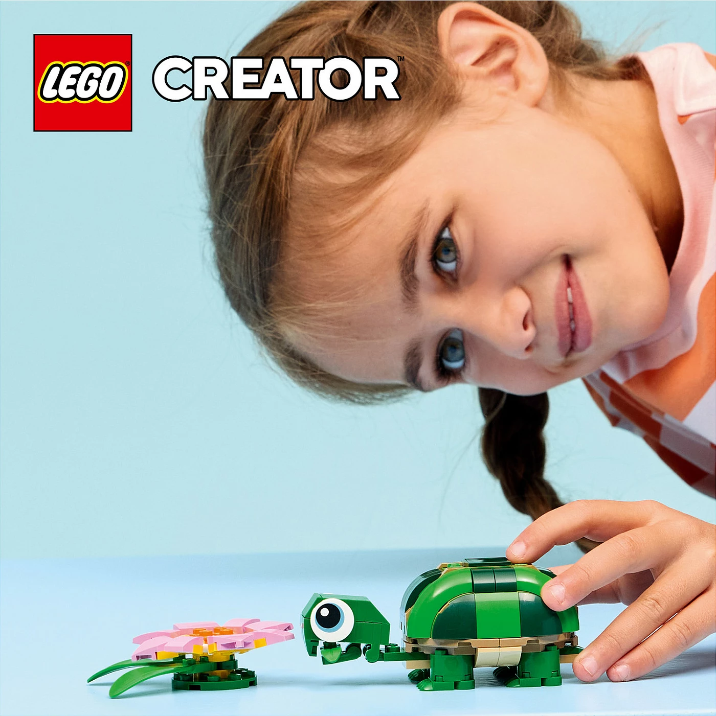 Set ndërtimi LEGO Creator 3-në-1 31377 Breshkë me zambak uji, 124 pjesë, shumëngjyrësh