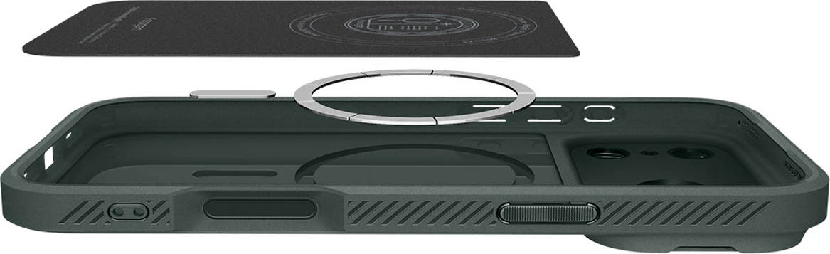 Mbështjellës Spigen Optik Armor MagSafe për iPhone 17 Pro Max, TPU+PC, me kapak rrëshqitës për kamerë, Green