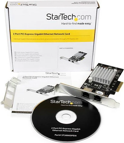 Kartë rrjeti StarTech ST2000SPEXI, PCIe x4, 2x Gigabit RJ-45, Intel I350, e zezë