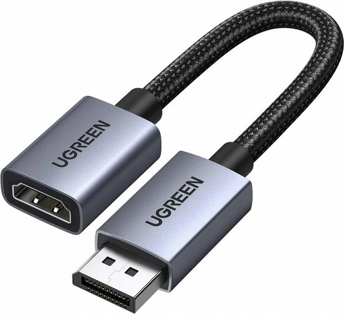 Kabllo DisplayPort në HDMI Ugreen DP133 20 cm 4K, gri/zezë