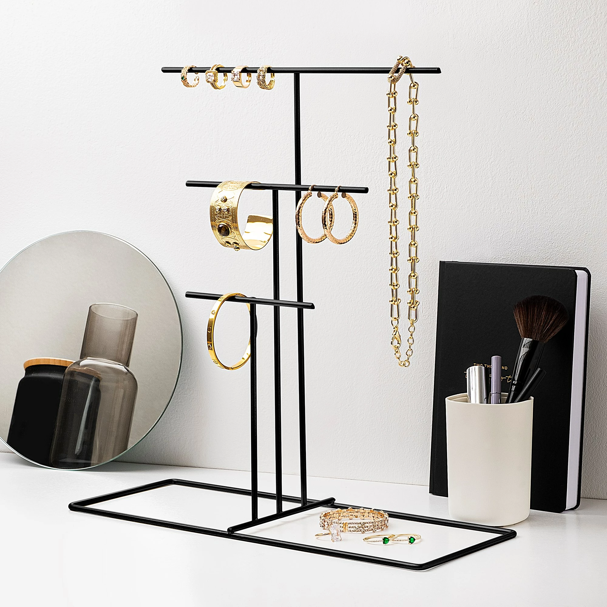 Organizues stoli për bizhuteri, dizajn Aberto, TK-006-B, ngjyrë e zezë