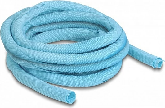 Mbështjellës kabllosh DeLOCK Woven Sleeve, vetë-mbyllës, rezistent nxehtësie, 5 m x 10 mm, blu