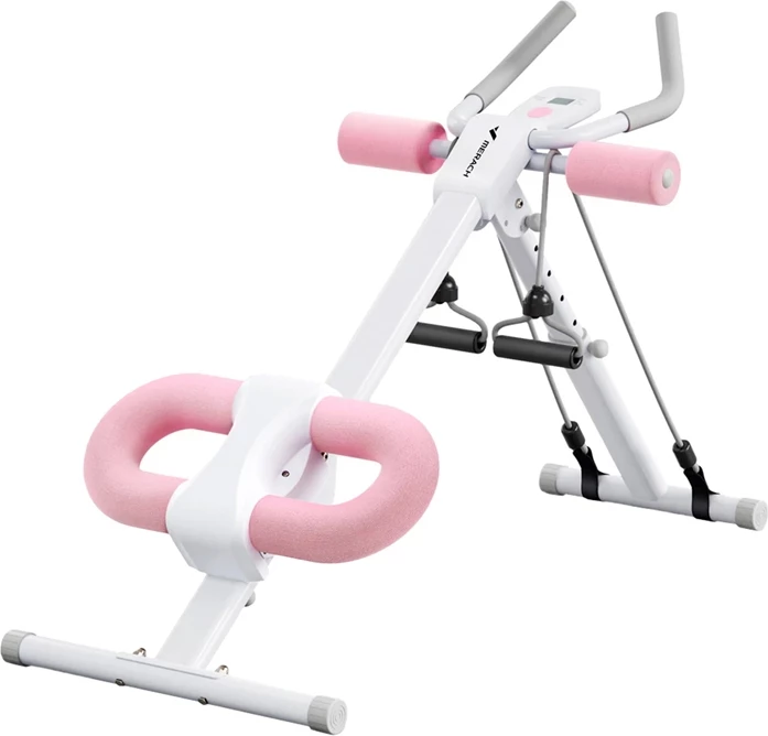 Pajisje ushtrimesh abdominale MERACH MR-2314B2-EU, 200 kg, LCD, e palosshme, bardhë/rozë