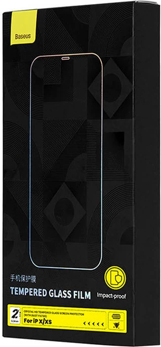 Xham i temperuar Baseus Crystal 0.3mm për iPhone X/XS, 2 copë, Transparent