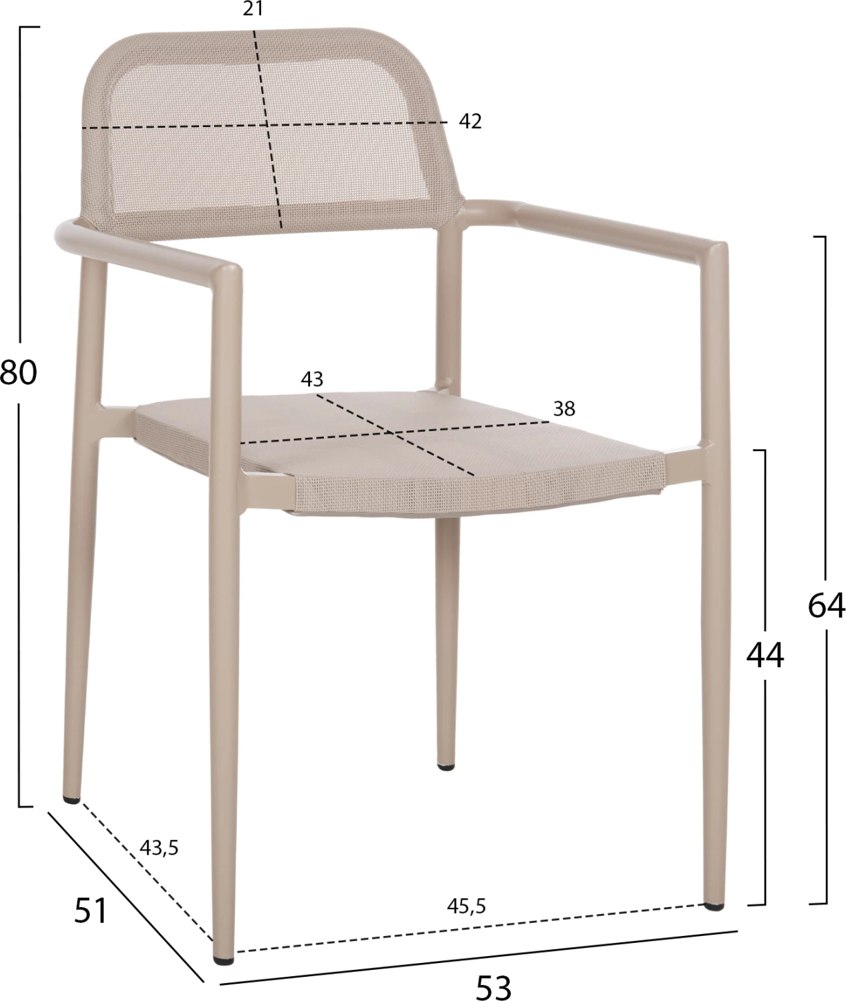 Karrige alumini RONNY, ngjyrë shampanjë, FH5998.03, 53x51x80H cm