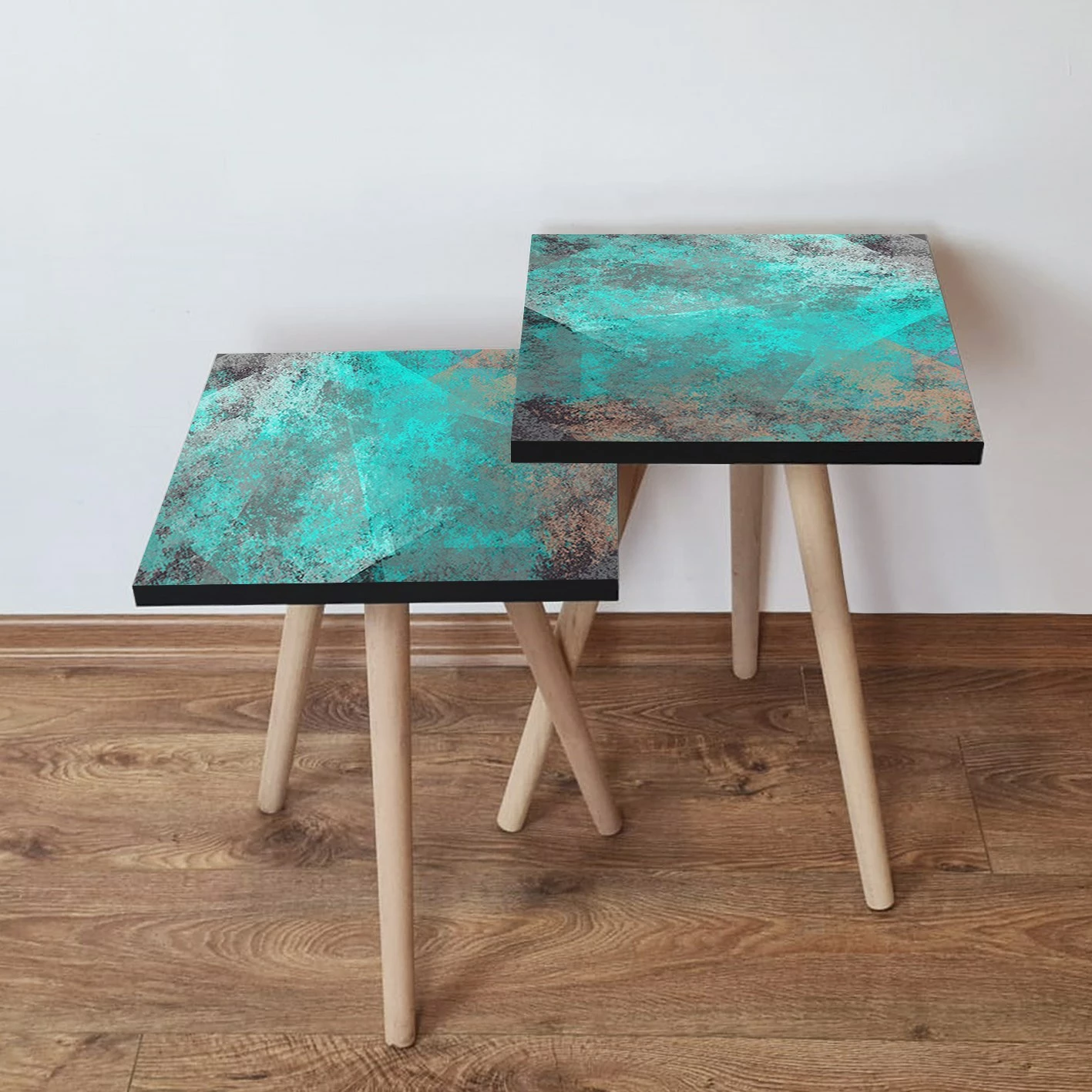 Set tavolinash ndihmëse, dy copë, ngjyrë turquoise, Hanah Home, 2Shp57