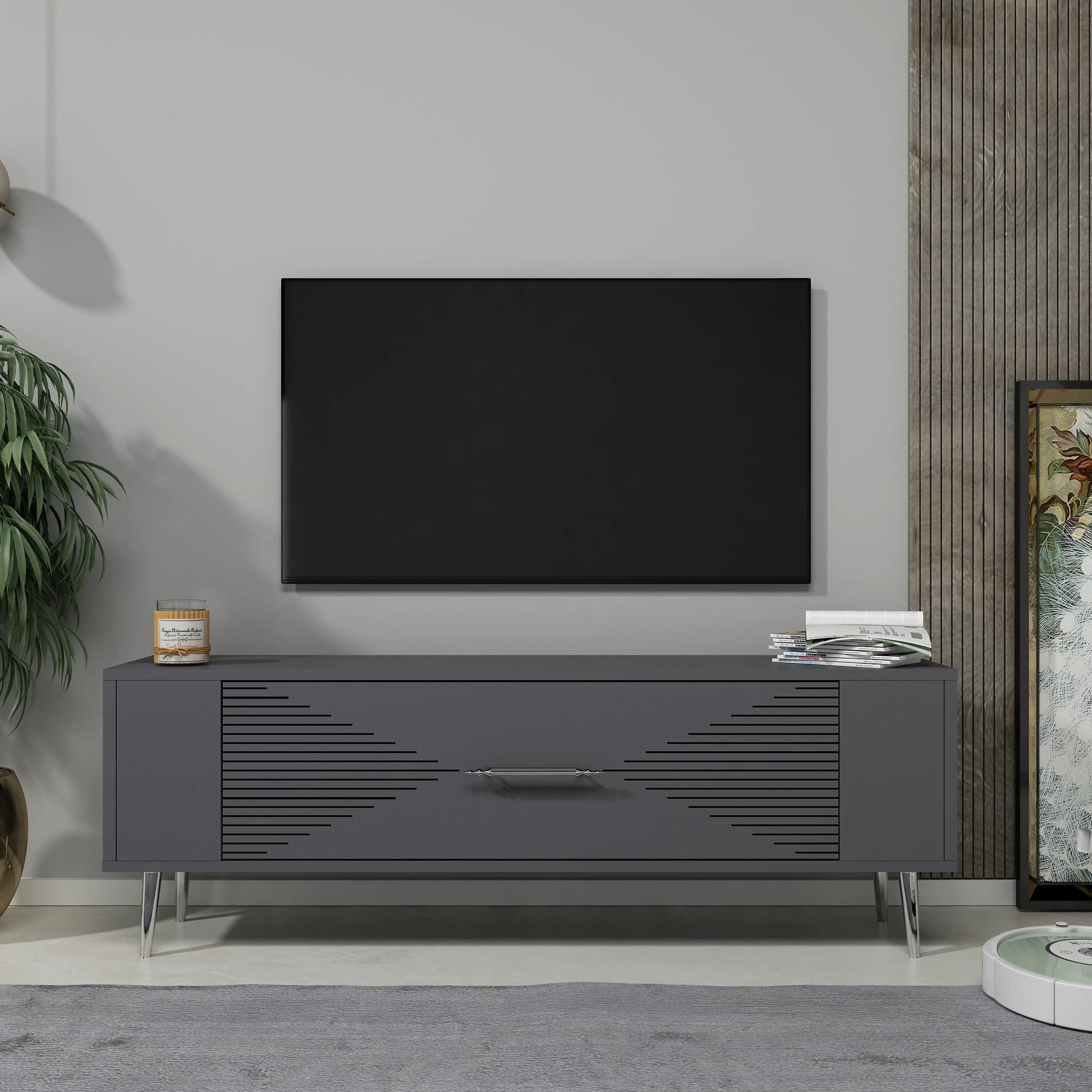 Komodë TV Skye Decor, Retrol1, anthracite-silver