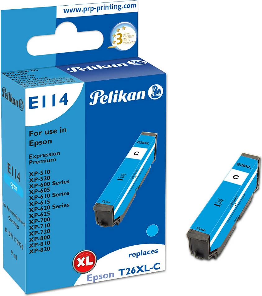Kartrix boje Pelikan T26XL-C (Epson 26XL) kompatibil, XL High Yield, Cyan